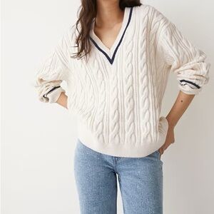 & Other Stories Wool Blend Cable Knit Tennis Sweater Size M